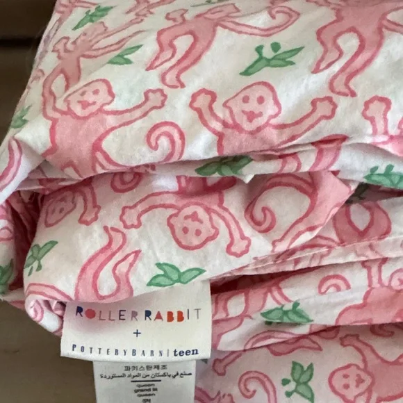 Pottery Barn Teen x Roller Rabbit Monkey Print Queen Sheet Set - Picture 4 of 5
